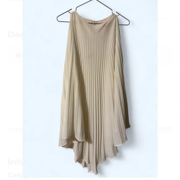 Catherine Old Money Asymmetrical Circle Cream Pleated Dress Size M Fairy - Picture 1 of 6